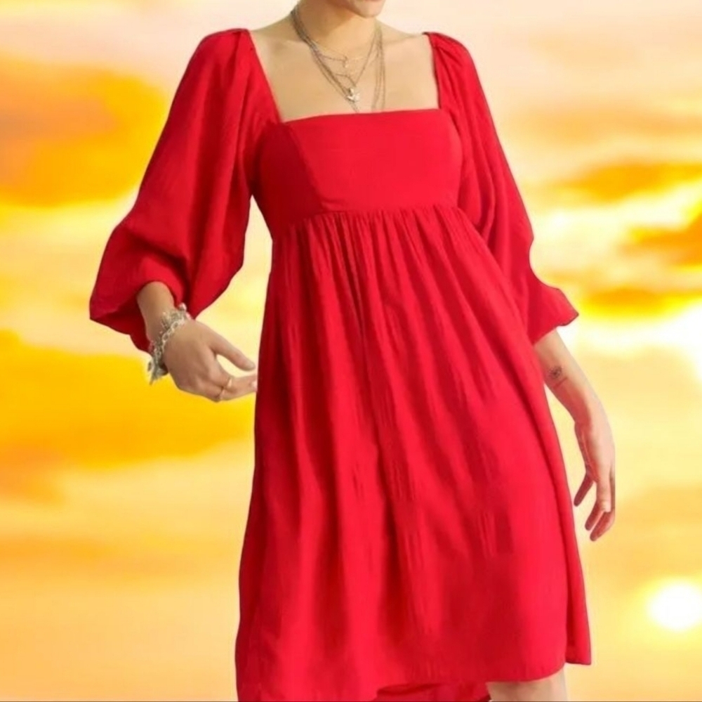 NWT Davi & Dani Textured Red Women's Dress With Tie Back Size 1X - Picture 3 of 14